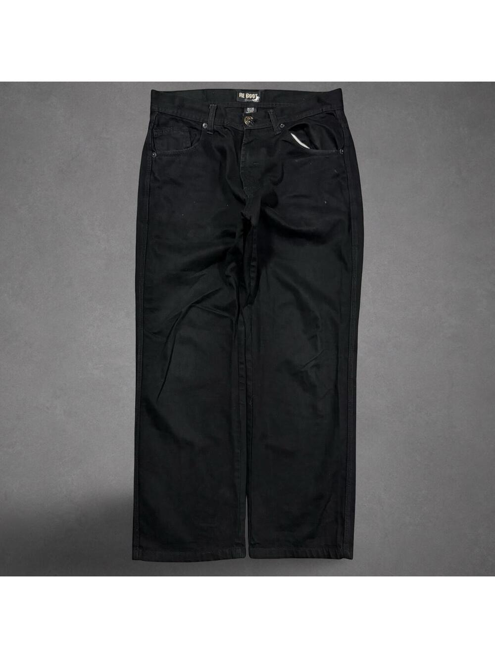 RE BOGG Black Y2K Baggy Jeans 36x32 Grommet Pocket Denim